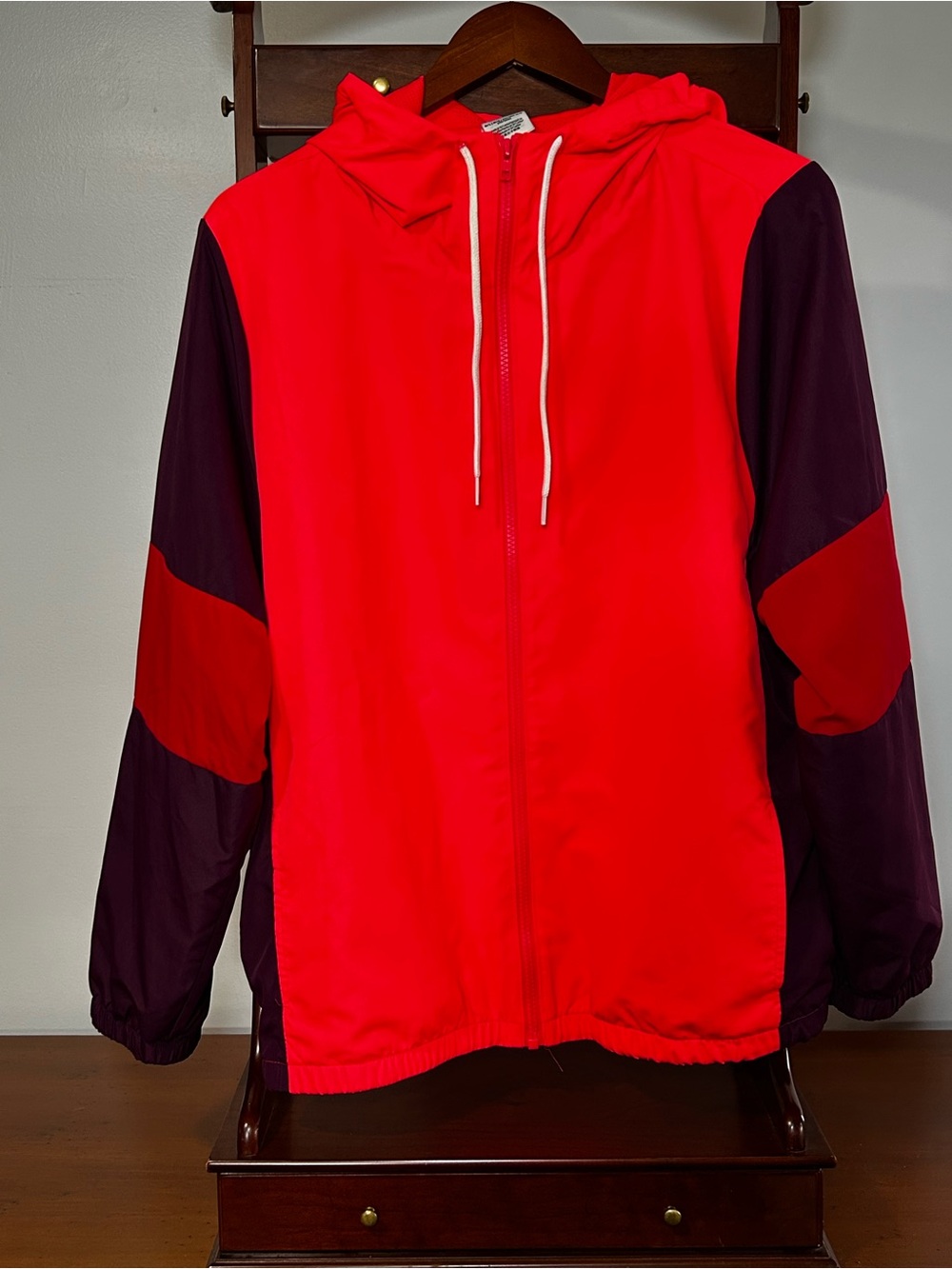 Pink Victorias Secret Women’s Medium Colorblock Anorak Windbreaker Pink Plum Red
